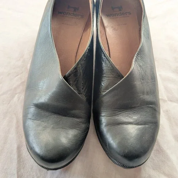 Wonders black smooth/patent two-tone leather wedge slip-ons | EU 42/US 11 - Picture 3 of 8